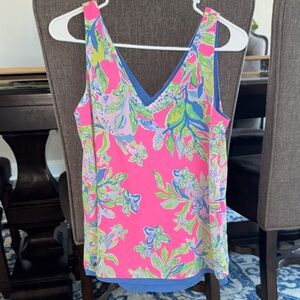 Reversible Lilly Pulitzer Florin Sleeveless V-Neck Tank Squeeze The Day Size XS